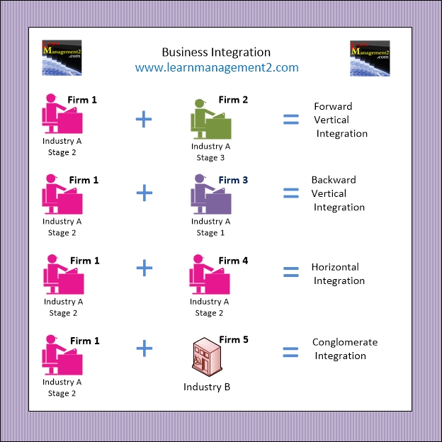 Diagram showing the different types of business integration